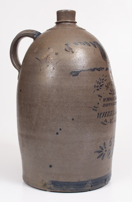 Three-Gallon Wheeling, West Virginia Stoneware Advertising Jug