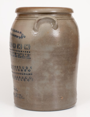 Three-Gallon A.P. Donaghho, / Parkersburg, W.Va Stoneware Jar w/ Elaborate Stenciled Decoration