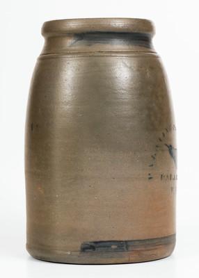 Large-Sized PALATINE POTTERY CO / PALATINE / W VA Stoneware Canning Jar w/ Pear Motif