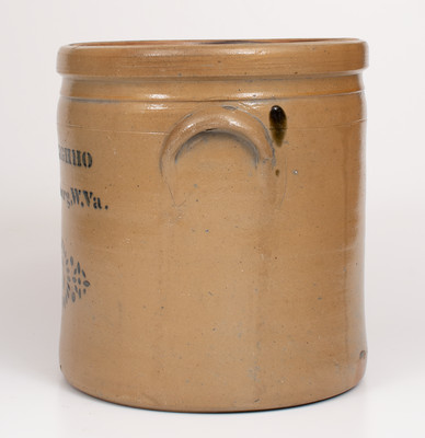 Three-Gallon A.P. DONAGHHO / Parkersburg, W.Va. Cobalt-Decorated Stoneware Crock