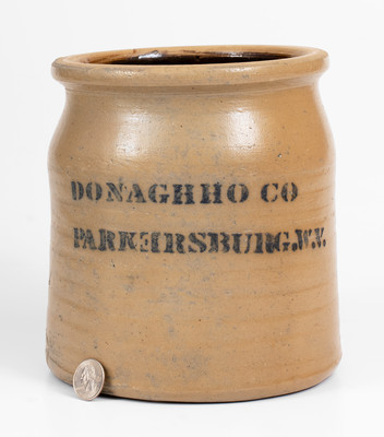 DONAGHHO CO / PARKERSBURG.W.V. Stoneware Crock w/ Error Stenciling