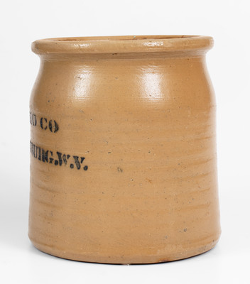 DONAGHHO CO / PARKERSBURG.W.V. Stoneware Crock w/ Error Stenciling