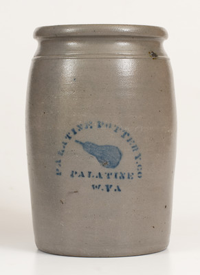 One-Gallon PALATINE POTTERY CO / PALATINE / W.VA. Stoneware Stenciled Pear Jar