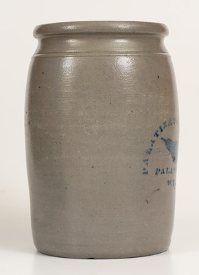 One-Gallon PALATINE POTTERY CO / PALATINE / W.VA. Stoneware Stenciled Pear Jar