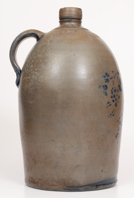 Rare Three-Gallon J.M. HARDEN / Palatine. WVa. Stoneware Jug w/ Stenciled Grapes Motif