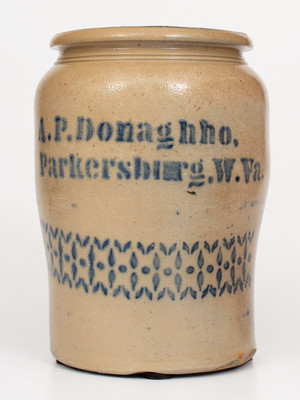 A.P. Donaghho, / Parkersburg. W.Va. Two-Gallon Cobalt-Decorated Stoneware Jar