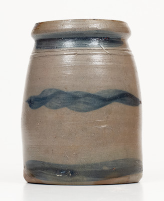 Stoneware Canning Jar w/ Cobalt Stripe Decoration, probably Palatine, West Virginia