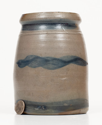 Stoneware Canning Jar w/ Cobalt Stripe Decoration, probably Palatine, West Virginia