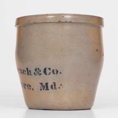 Small-Sized Chas. H. Torsch & Co. / Baltimore, Md. Stoneware Advertising Jar