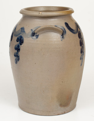 Attrib. John Swann, Alexandria, Virginia Stoneware Jar w/ Cobalt Drape Decoration