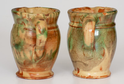 Rare Pair of Strasburg, VA Multi-Glazed Redware Cream Pitchers