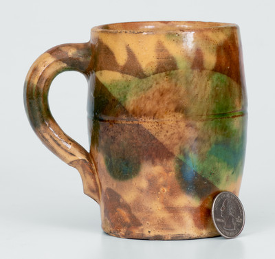 Multi-Glazed Shenandoah Valley (Strasburg, VA) Redware Mug