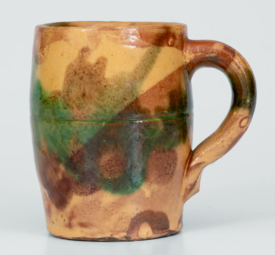 Multi-Glazed Shenandoah Valley (Strasburg, VA) Redware Mug