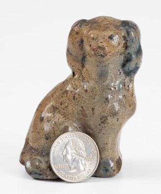 Miniature Cobalt-Decorated Stoneware Figure of a Spaniel, attrib. John Bell, Waynesboro, PA