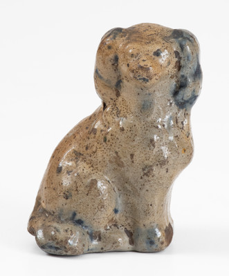 Miniature Cobalt-Decorated Stoneware Figure of a Spaniel, attrib. John Bell, Waynesboro, PA