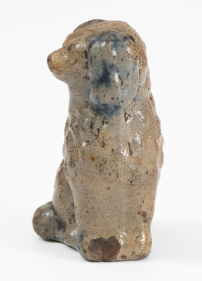 Miniature Cobalt-Decorated Stoneware Figure of a Spaniel, attrib. John Bell, Waynesboro, PA