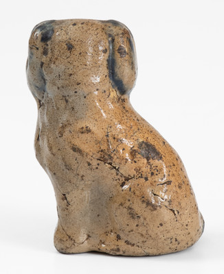 Miniature Cobalt-Decorated Stoneware Figure of a Spaniel, attrib. John Bell, Waynesboro, PA