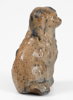 Miniature Cobalt-Decorated Stoneware Figure of a Spaniel, attrib. John Bell, Waynesboro, PA