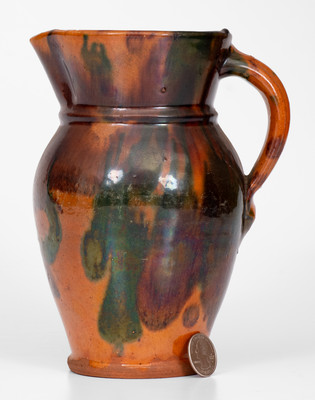 Rare Large-Sized Shenandoah Valley Redware Cream Pitcher