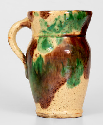 Fine Multi-Glazed Shenandoah Valley (Strasburg, VA) Redware Cream Pitcher