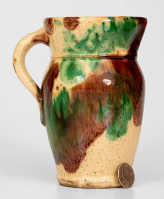 Fine Multi-Glazed Shenandoah Valley (Strasburg, VA) Redware Cream Pitcher