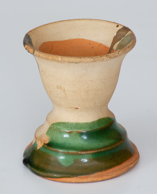 Unusual Copper-Glazed Shenandoah Valley Redware Egg Cup, Strasburg, VA