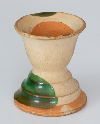 Unusual Copper-Glazed Shenandoah Valley Redware Egg Cup, Strasburg, VA