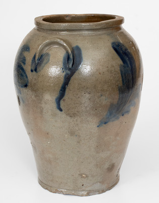 Rare R. BUTT (Washington, D.C.) One-Gallon Stoneware Jar w/ Cobalt Floral Decoration