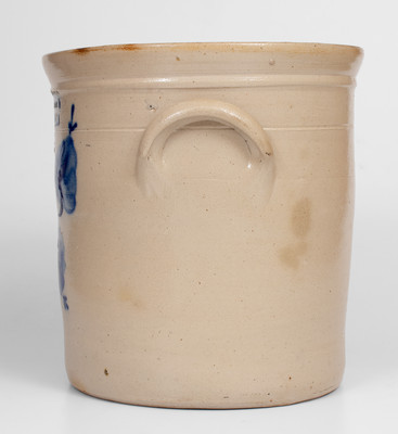 Three-Gallon M. WOODRUFF / CORTLAND, New York Stoneware Crock w/ Floral Decoration