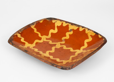 Fine Pennsylvania Redware Platter w/ Latticework Design