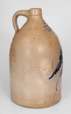 WALKER & CO. / 27 Haverhill St. / BOSTON, MASS. Five-Gallon Stoneware Bird Jug, NY State origin