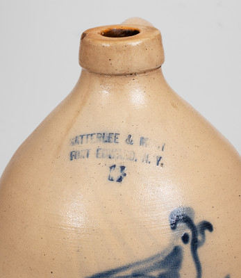 One-and-a-Half-Gallon SATTERLEE & MORY / FORT EDWARD, N.Y. Stoneware Bird Jug