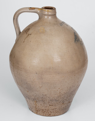 Three-Gallon I. SEYMOUR / TROY FACTORY (New York) Stoneware Incised Bird Jug, c1830