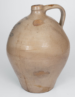 Three-Gallon I. SEYMOUR / TROY FACTORY (New York) Stoneware Incised Bird Jug, c1830