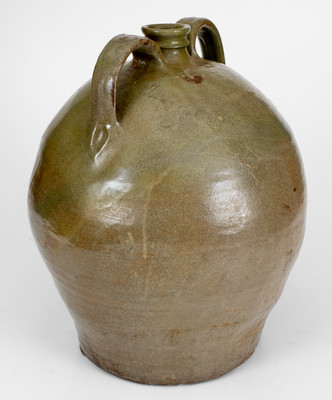 Very Rare David Drake Stoneware Double-Handled Jug, Dated July 10, 1852