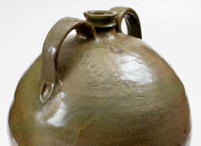 Very Rare David Drake Stoneware Double-Handled Jug, Dated July 10, 1852