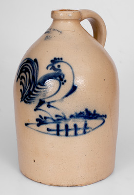 Rare Two-Gallon J. & E. NORTON / BENNINGTON, VT. Stoneware Jug w/ Large Cobalt Rooster Decoration