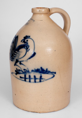 Rare Two-Gallon J. & E. NORTON / BENNINGTON, VT. Stoneware Jug w/ Large Cobalt Rooster Decoration