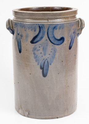 Four-Gallon SOLOMON BELL / STRASBURG / Va. Stoneware Jar w/ Cobalt Floral Decoration