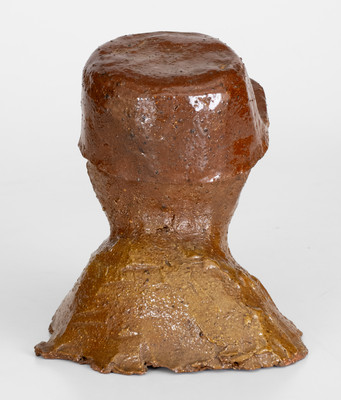 Rare Two-Piece Sewer Tile Bust Sculpture of a Hatted Man, probably Ohio, late 19th / early 20th century