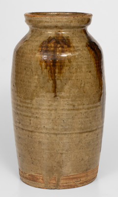 Rare One-Gallon Bacon Level, Alabama Stoneware Jar w/ Alkaline Glaze and Iron-Oxide Decoration