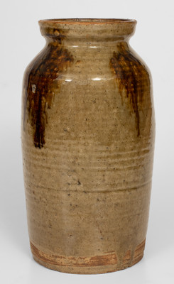 Rare One-Gallon Bacon Level, Alabama Stoneware Jar w/ Alkaline Glaze and Iron-Oxide Decoration