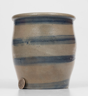 Half-Gallon Western Pennsylvania Stoneware Jar w/ Cobalt Stripe Decoration