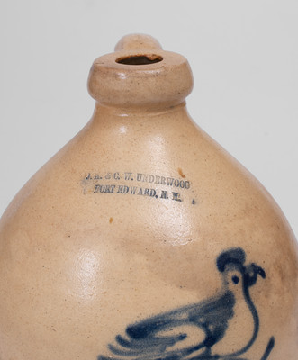 J.A. & C.W. UNDERWOOD / FORT EDWARD, N.Y. Stoneware Bird Jug