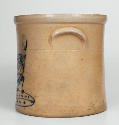 Four-Gallon New York State Stoneware Chicken Pecking Corn Crock