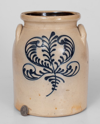 Attrib. Barnabas Edmands, Charlestown, Massachusetts Stoneware Jar w/ Heart-Shaped Decoration