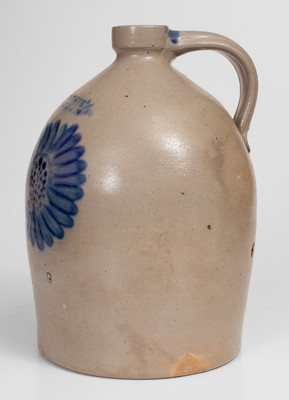 Rare SIPE & SONS (Williamsport, PA) Stoneware Jug w/ Cobalt Floral Decoration