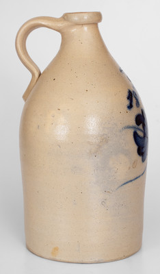 Rare JORDAN, New York 1852 Stoneware Jug w/ Cobalt Floral Decoration