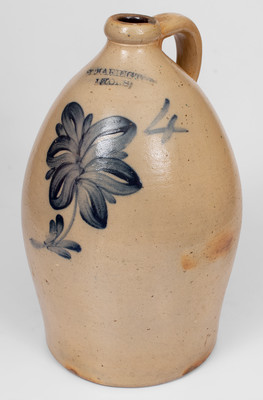 Rare Four-Gallon Thompson Harrington, Lyons, NY Stoneware Jug w/ Misspelled Maker's Mark