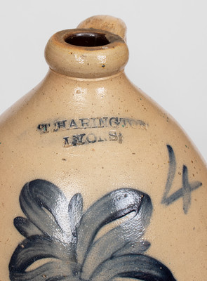 Rare Four-Gallon Thompson Harrington, Lyons, NY Stoneware Jug w/ Misspelled Maker's Mark